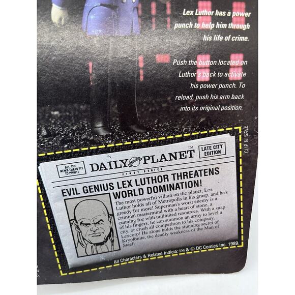 Vintage Toy Biz Lex Luthor DC Comics Super Heroes 1989 MOC Mint on Card - Picture 7 of 9